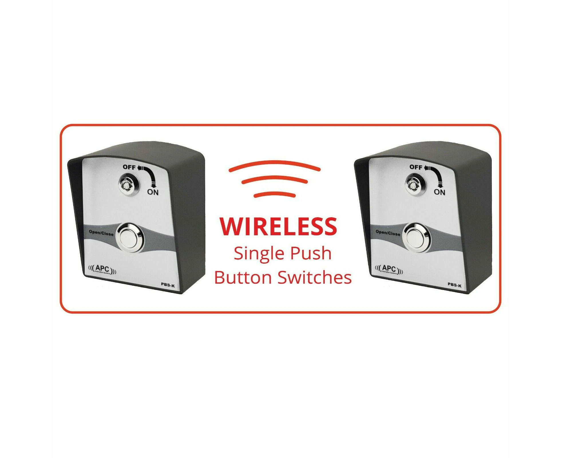 Pair of APC Wireless Single Push Button Switch with Isolation Key for Gate Openers