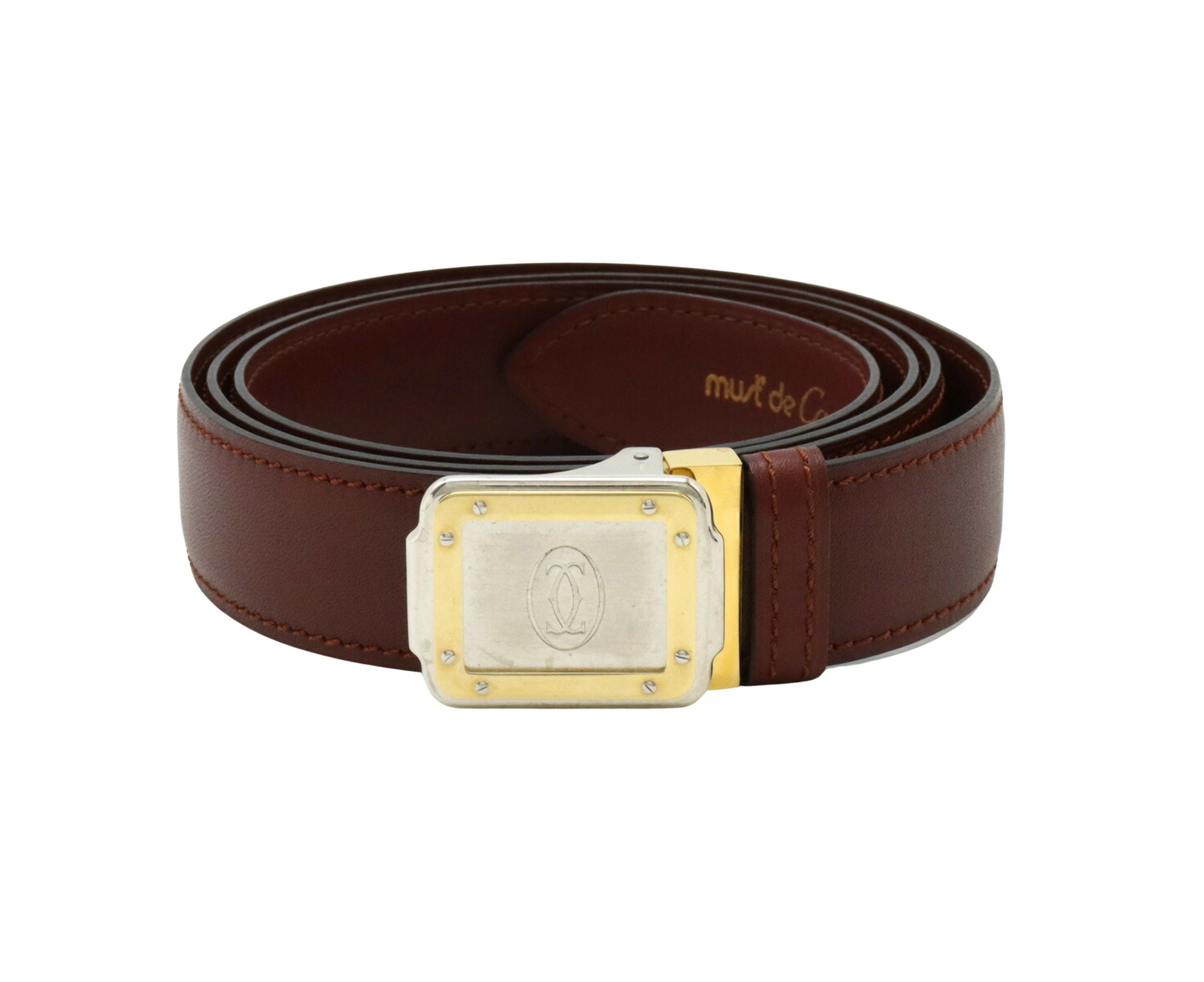 Designer - Pre-loved Bordeaux Leather Standard Belt - Burgundy