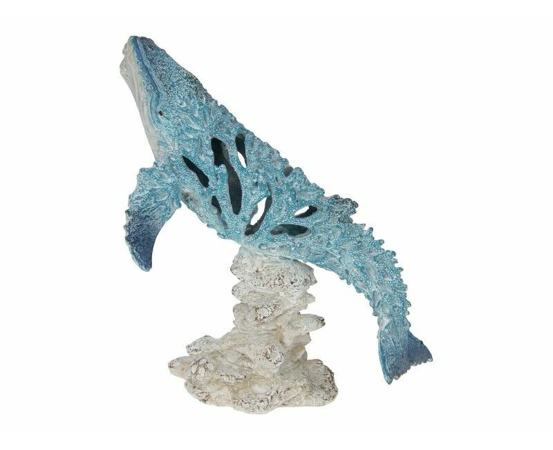 27cm Whale Blue White Coral Home Decor Ocean Ornament Statue Figurine Sculpture