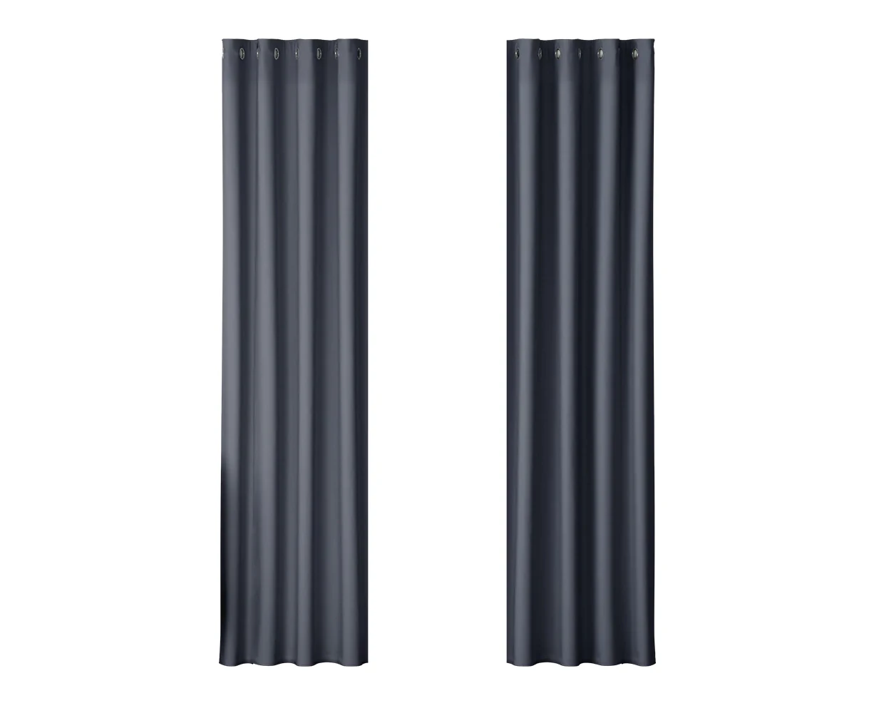 2X Blockout Curtain Blackout Window Curtain Draperies Pair Eyelet Bedroom Charcoal