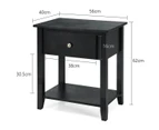 Bedside Table Sofa Side End Table Wooden Nightstand with Storage Drawer Black