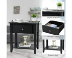 Bedside Table Sofa Side End Table Wooden Nightstand with Storage Drawer Black