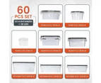 60-Pc Airtight Food Storage Containers Set - 100% Leakproof & Reusable with Labels & Marker