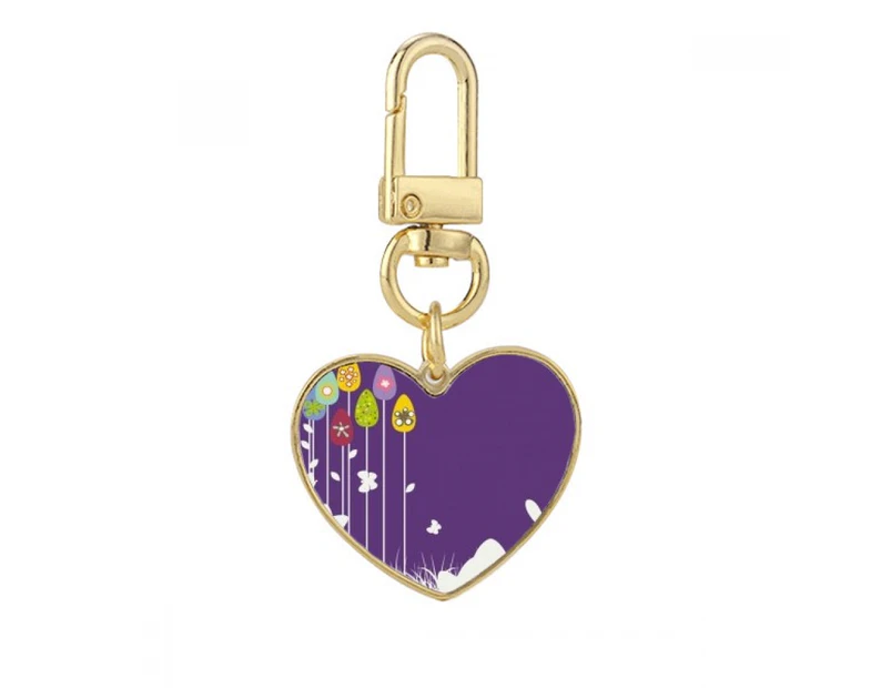 Easter  Festival Purple  Gold Heart Keychain Metal Keyring Holder