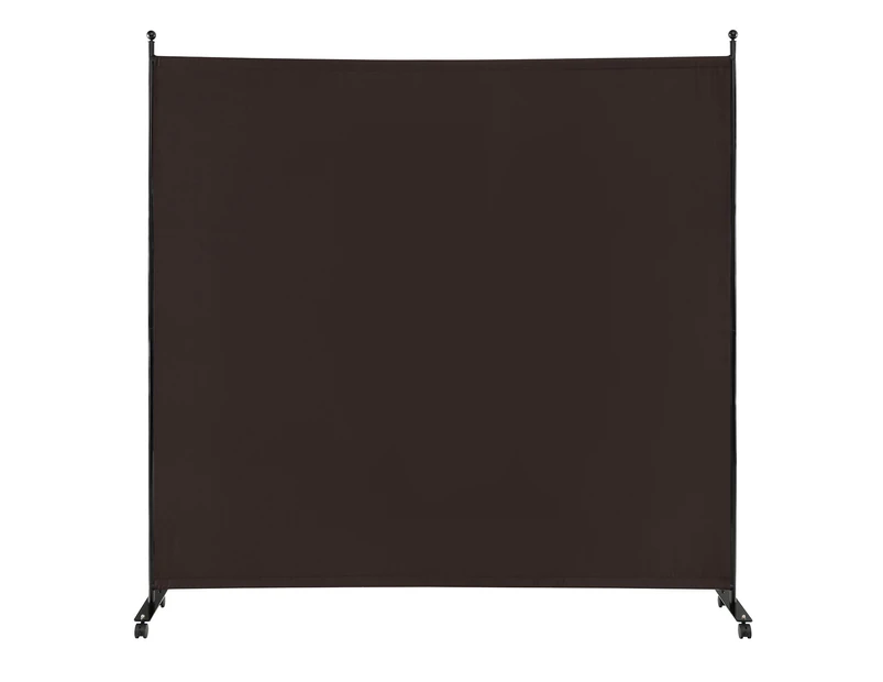 184 cm Single Panel Room Divider w/ Wheels Rolling Fabric Partition Privacy Brown