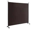 184 cm Single Panel Room Divider w/ Wheels Rolling Fabric Partition Privacy Brown