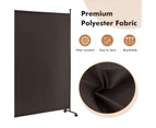 184 cm Single Panel Room Divider w/ Wheels Rolling Fabric Partition Privacy Brown