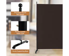 184 cm Single Panel Room Divider w/ Wheels Rolling Fabric Partition Privacy Brown