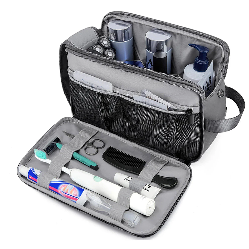 Water Resistant Toiletry Organizer Travel Bag - Grey