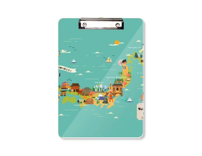 Traditional Japanese Culture Map Clipboard Folder Writing Pad Backing Plate A4