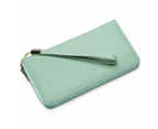 Womens Wallet RFID Blocking Leather Zip Around Wallet Large Capacity Long Purse Credit Card Clutch Wristlet Light Green
