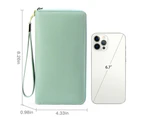 Womens Wallet RFID Blocking Leather Zip Around Wallet Large Capacity Long Purse Credit Card Clutch Wristlet Light Green