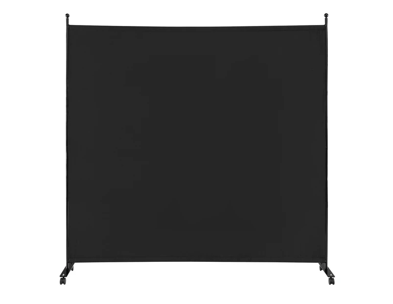 184 cm Single Panel Room Divider w/ Wheels Rolling Fabric Partition Privacy Black