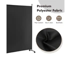 184 cm Single Panel Room Divider w/ Wheels Rolling Fabric Partition Privacy Black