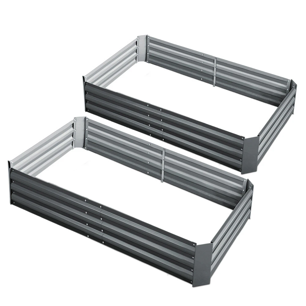 2x Galvanised Steel Raised Garden Bed Instant Veggie Planter Box