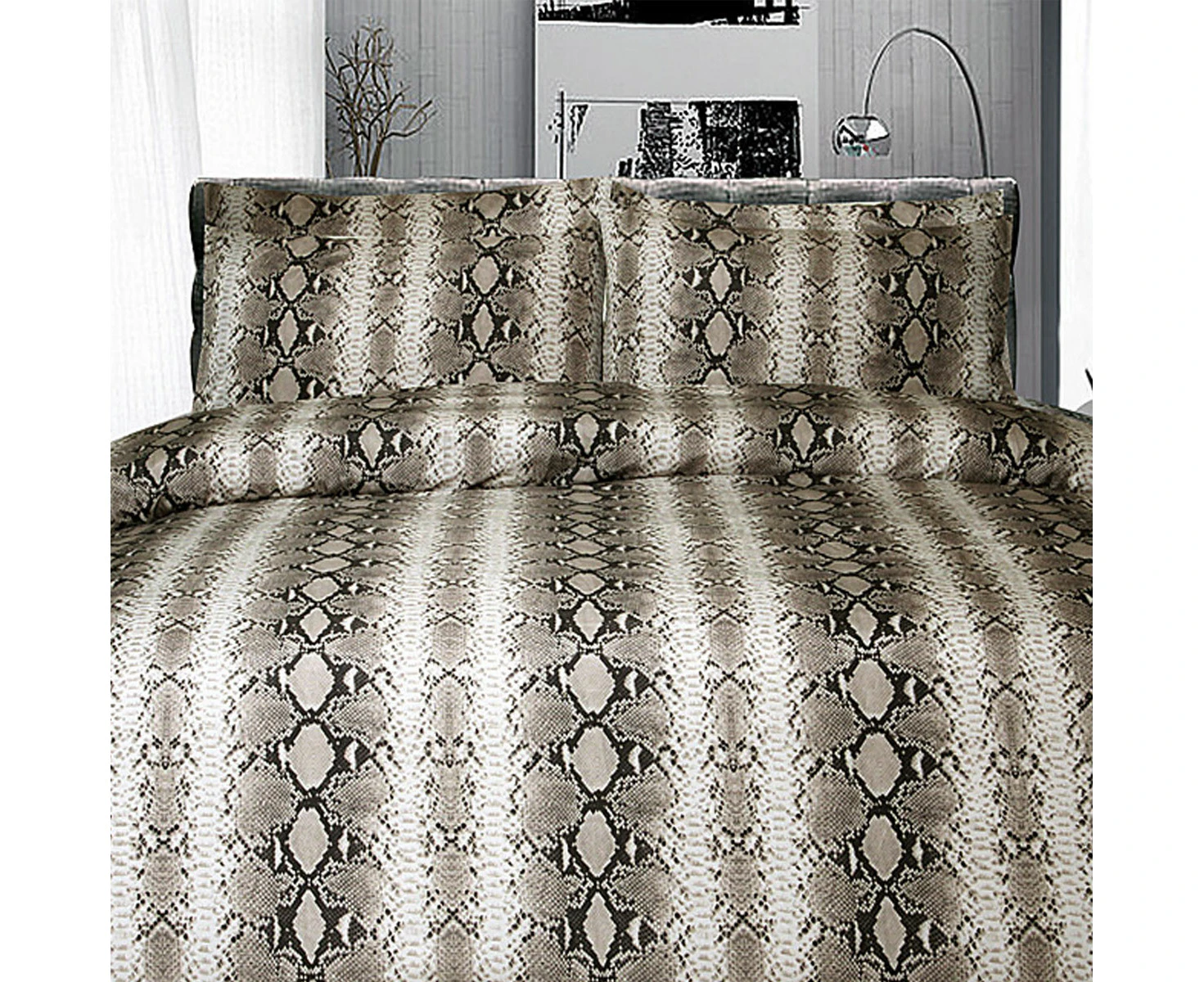 Big Sleep Snake Skin Chocolate Quilt Cover Set Double