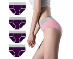 4 Pack Women's Cotton Hipster Panties Mid Waist Ladies Soft Briefs-noble purple