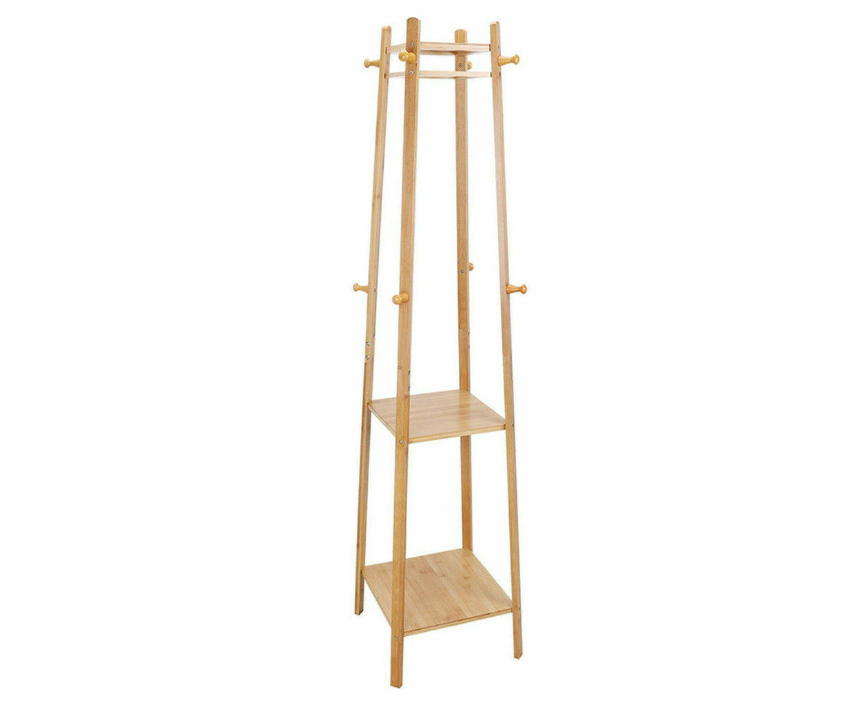 Bamboo Wooden Clothes Coat Hat Hanger Entryway Clothes Stand Rack Organizer