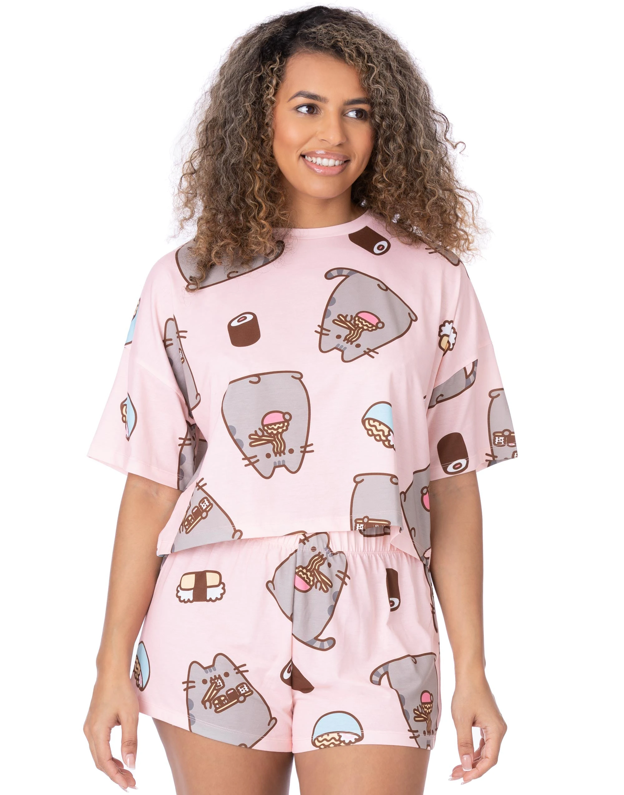 Pusheen Womens Short Sleeve Short Leg Pyjama Set (Pink)