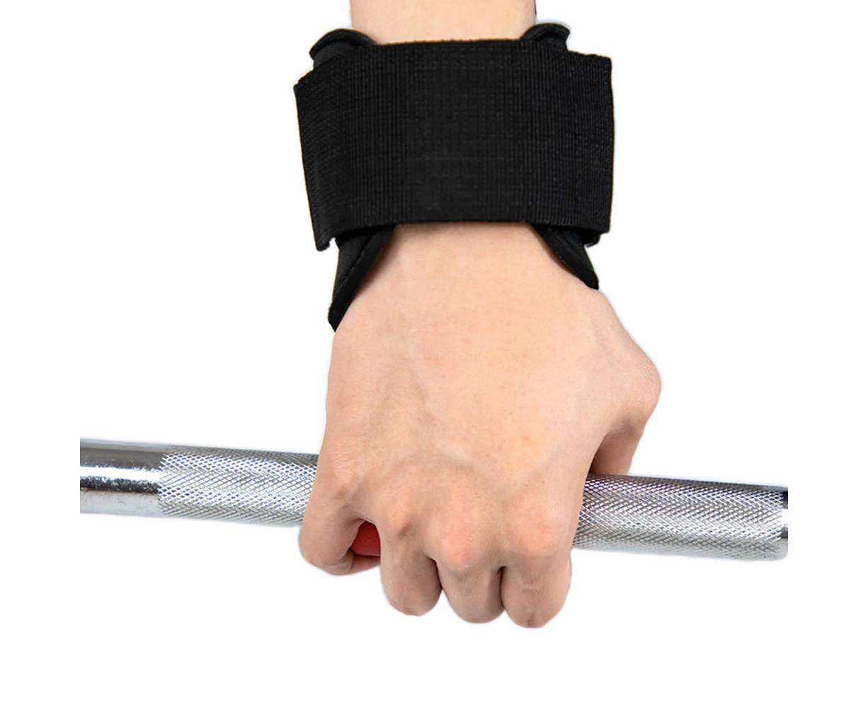 Weight Lifting Hook Hand Grip Support Wrist Straps Powerlifting Grips Gym Gloves - Black