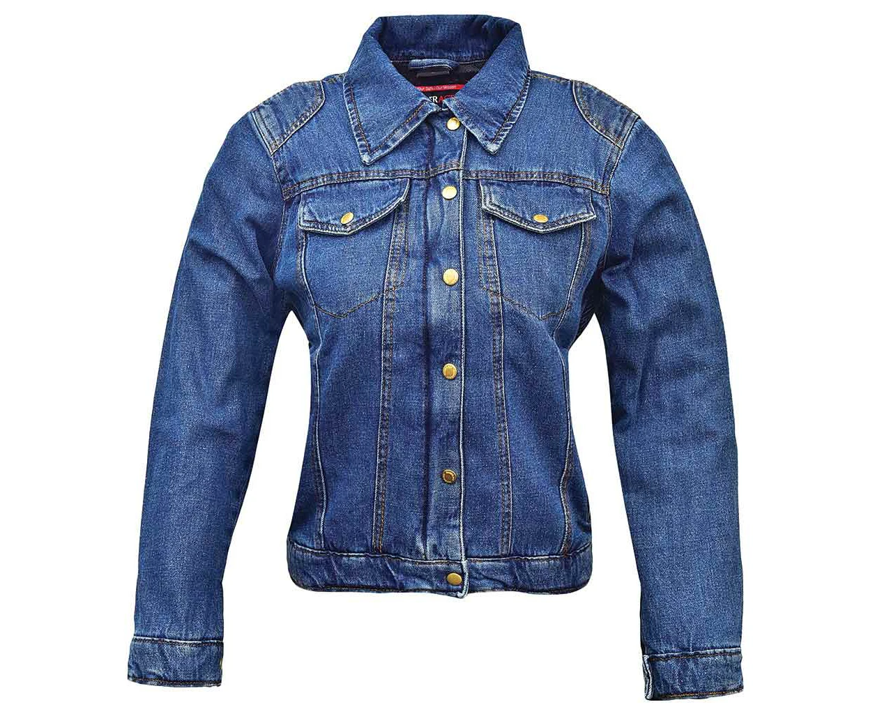 RIDERACT® Women Motorcycle Denim Jacket Road Rush Blue Safety Gear Motorbike Denim Jackets Armored for Ladies