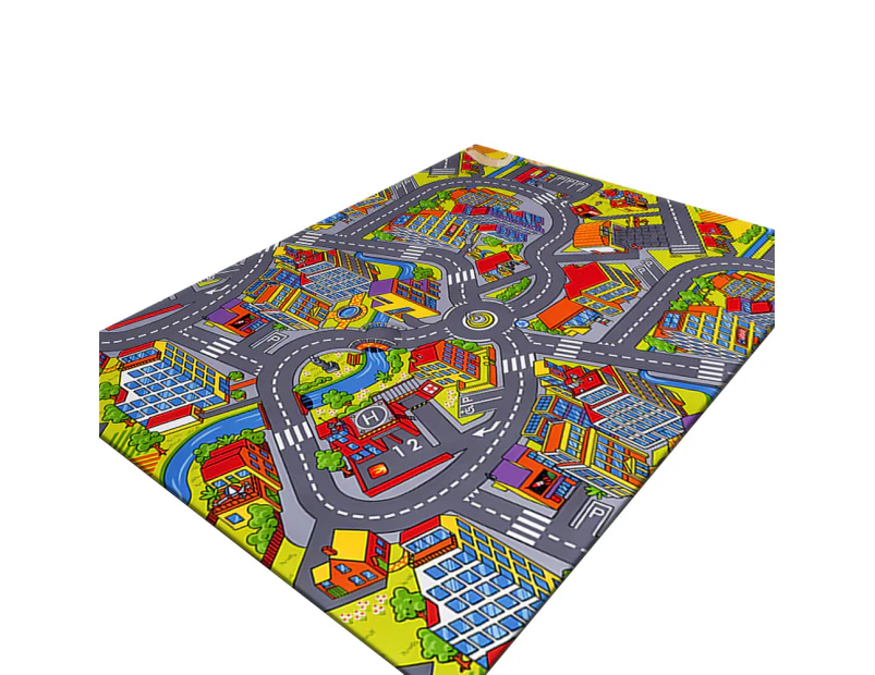 Kids Rug City Life with Cars and Toys Educational Road Traffic Play Rug - Style 1