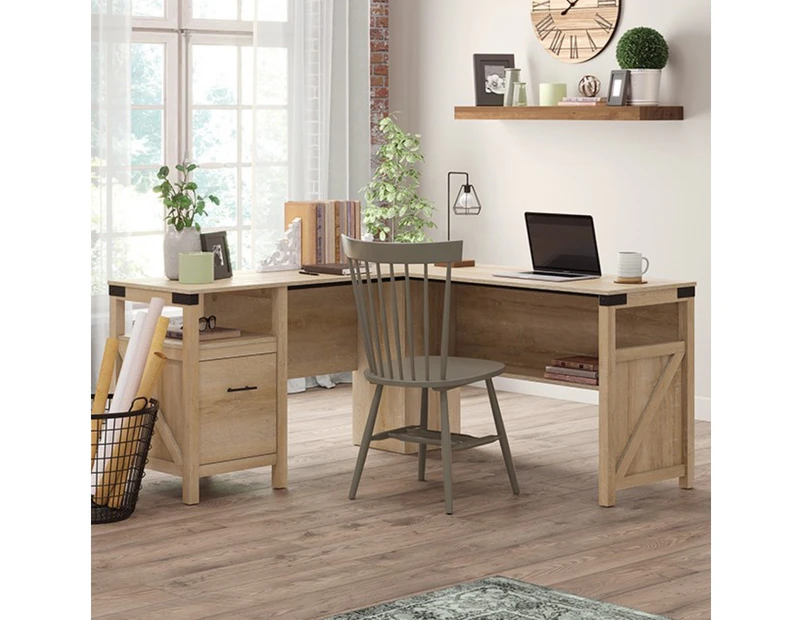 Sauder Bridge Acre L-Shaped Corner Desk Orchard Oak