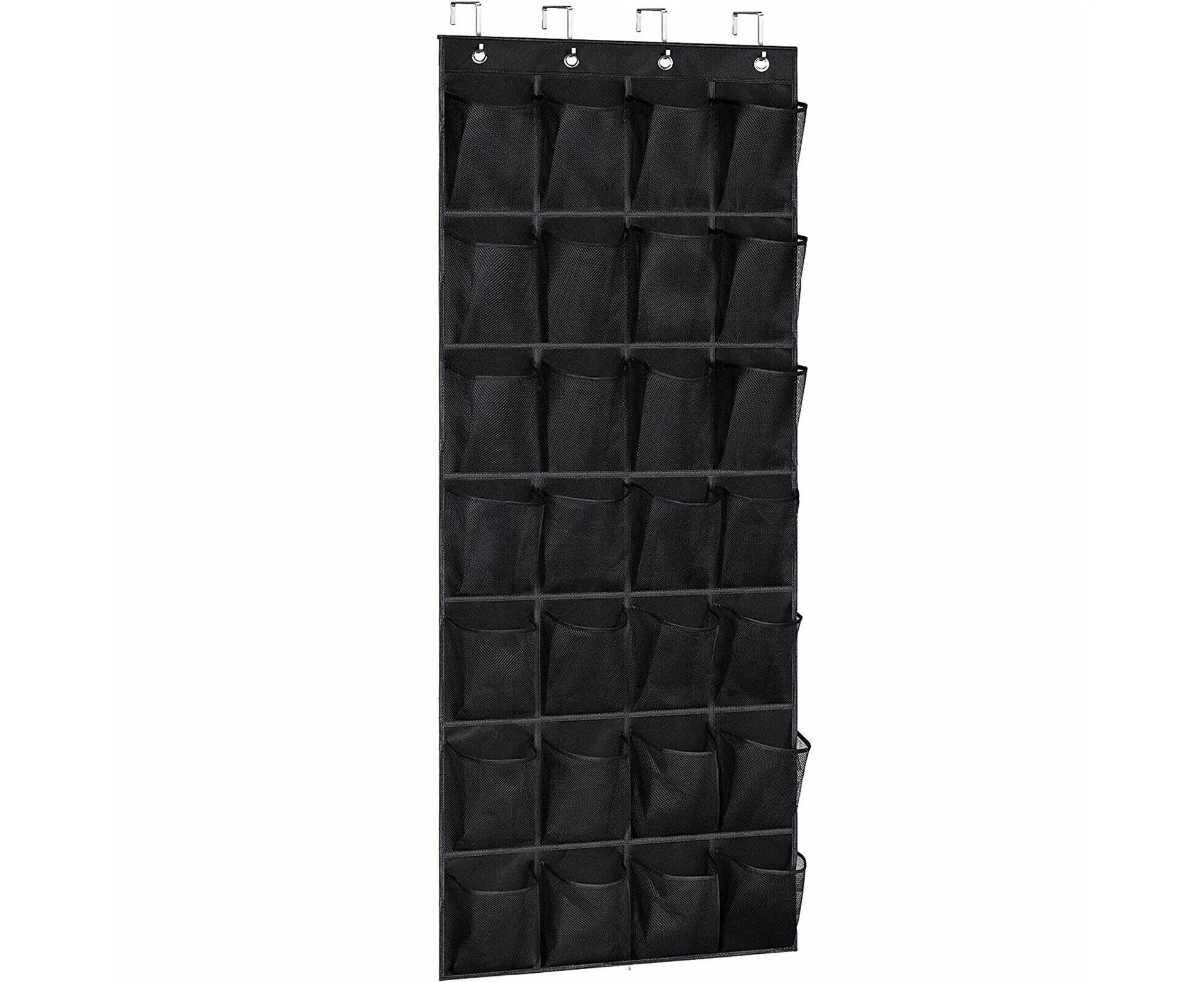 Black 28 Pockets Shoe Holder Bag Organiser Over Door Hanging Shelf Rack Storage Bag