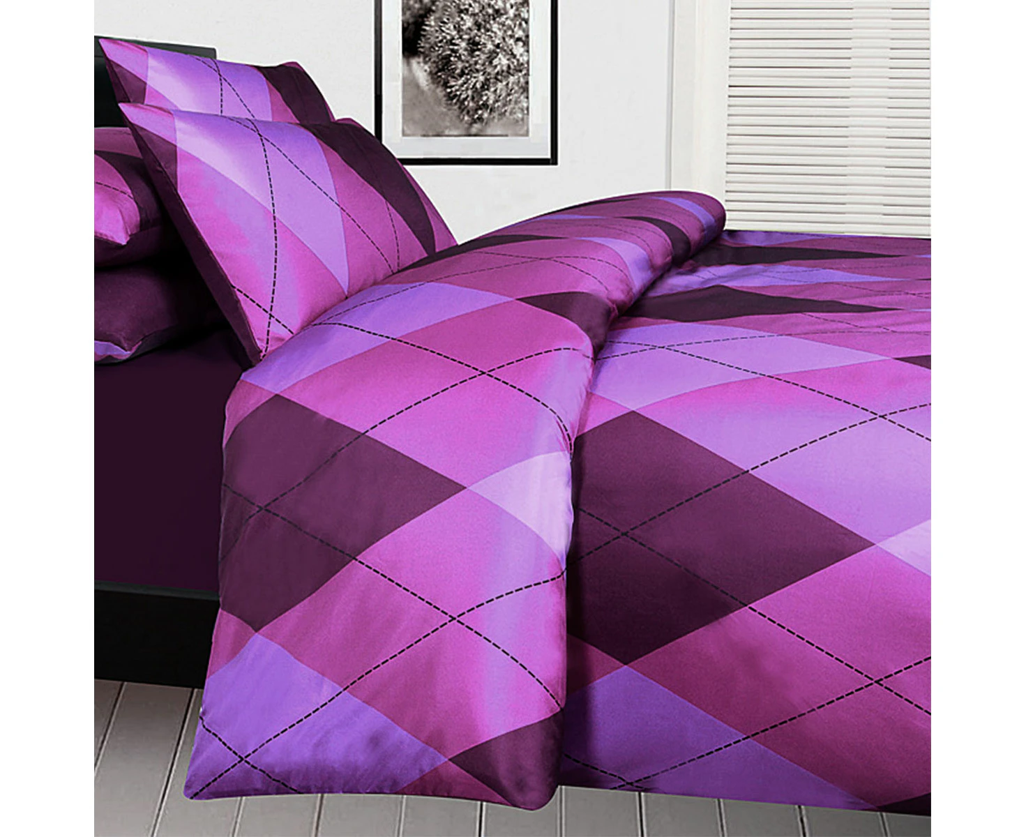 Big Sleep Argyles Pink Quilt Cover Set Double