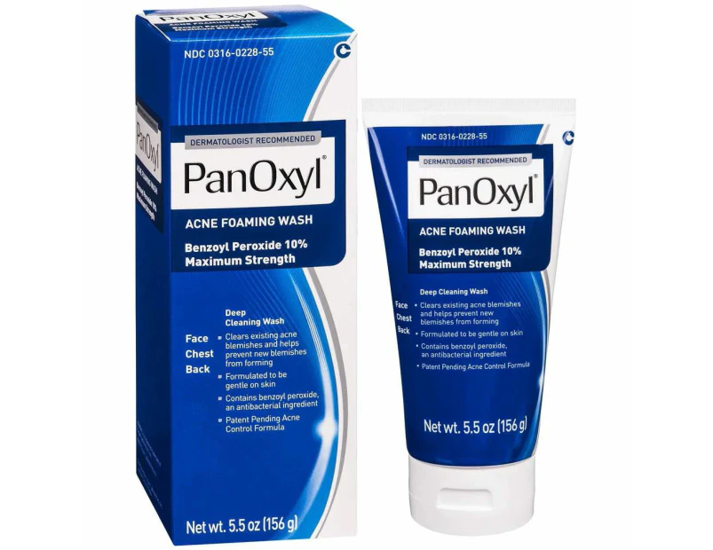 PanOxyl Benzoyl Peroxide 10% Foaming Acne Wash Skin Care - 156g