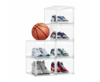 6pcs Shoe Storage Boxes Large Plastic Stackable Clear Containers Organiser Display Cases for Sneaker Clothes Bins with Lids