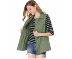 Allegra K Drawstring Waist Cargo Vest - Green