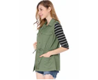 Allegra K Drawstring Waist Cargo Vest - Green