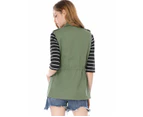 Allegra K Drawstring Waist Cargo Vest - Green