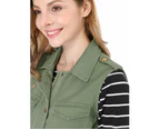 Allegra K Drawstring Waist Cargo Vest - Green