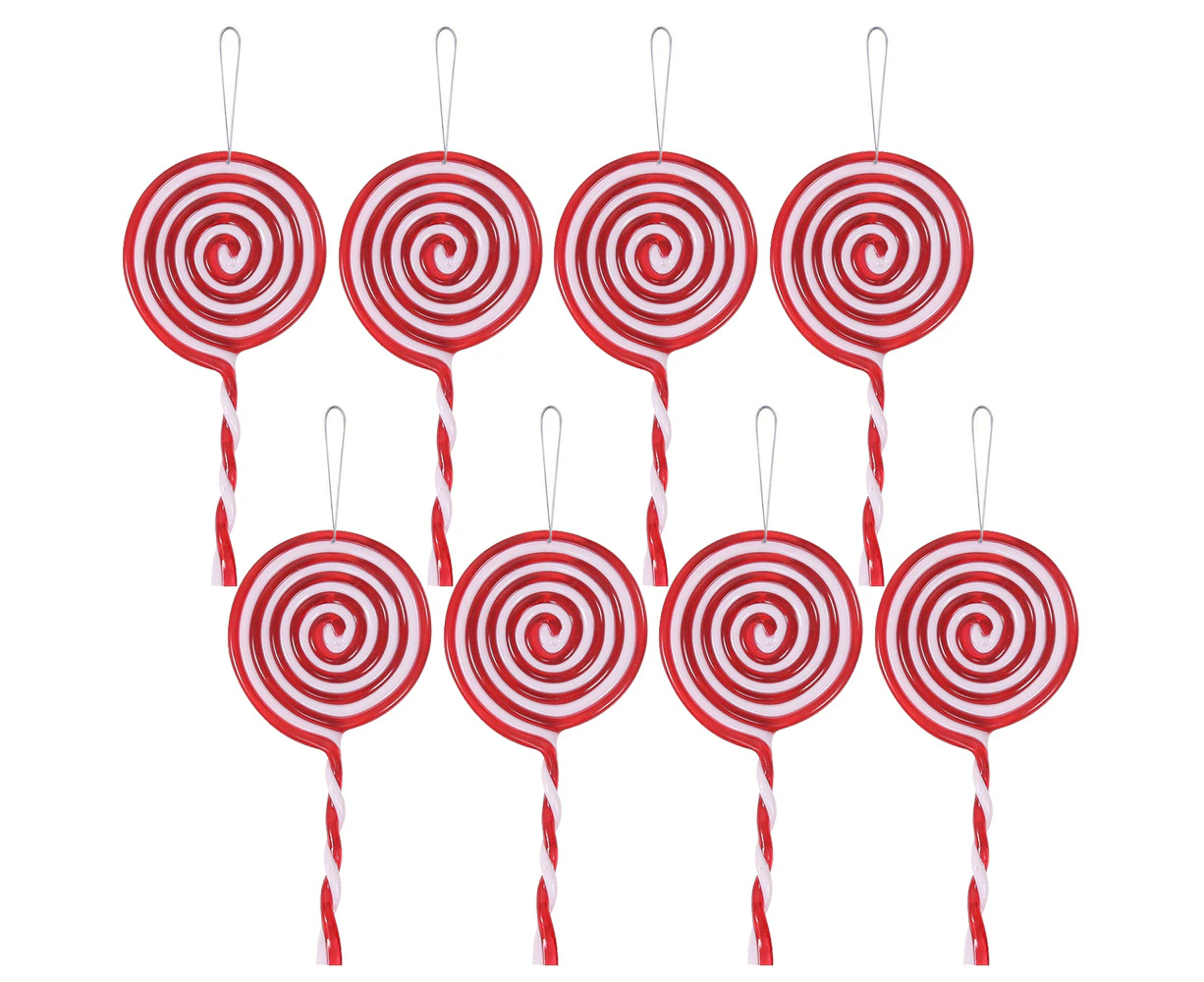 8 Pack Christmas Lollipop Ornament Red And White Candy Cane Christmas Tree Ornament,Large