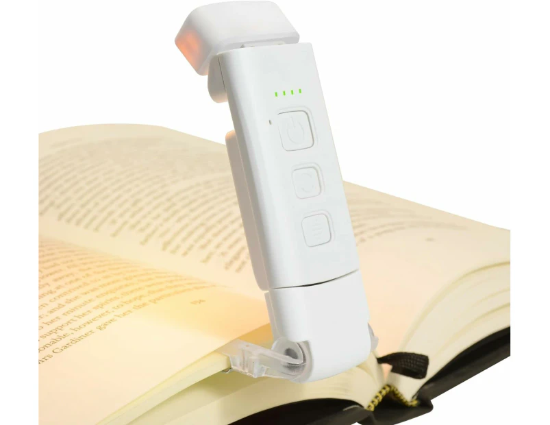 USB Rechargeable Book Reading Light with Timer - 3 Amber Colors, 5 Brightness Levels, Portable Clip-On LED