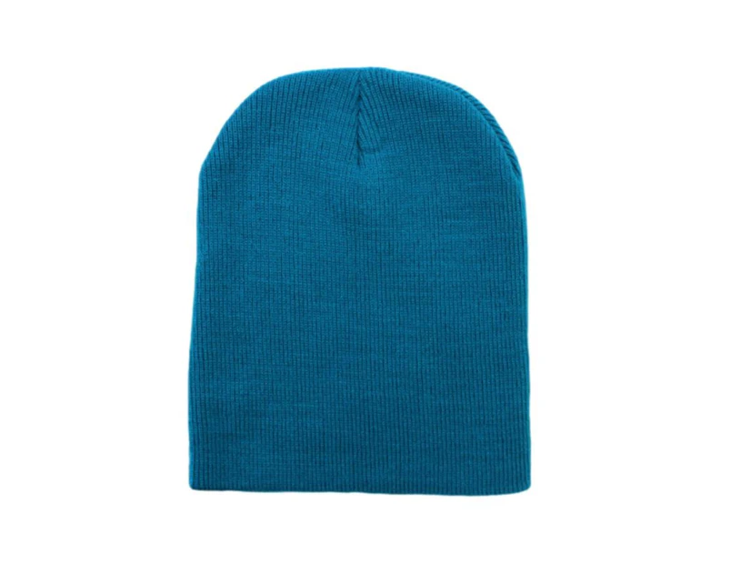 FIL Kids Unisex Beanie Winter Warm Knitted  Plain Patterned - D/Royal Blue