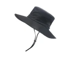 Bucket Hat Wide Brim Sun Hat Anti-UV Protection Hiking Fisherman Breathable Hat - Black