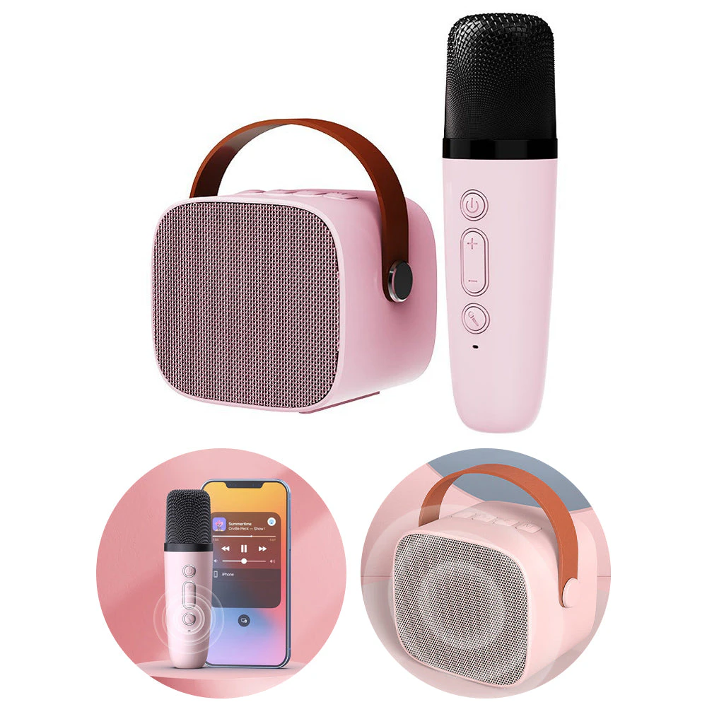 Portable Karaoke Speaker Machine with 6 Sound Effects - Pink