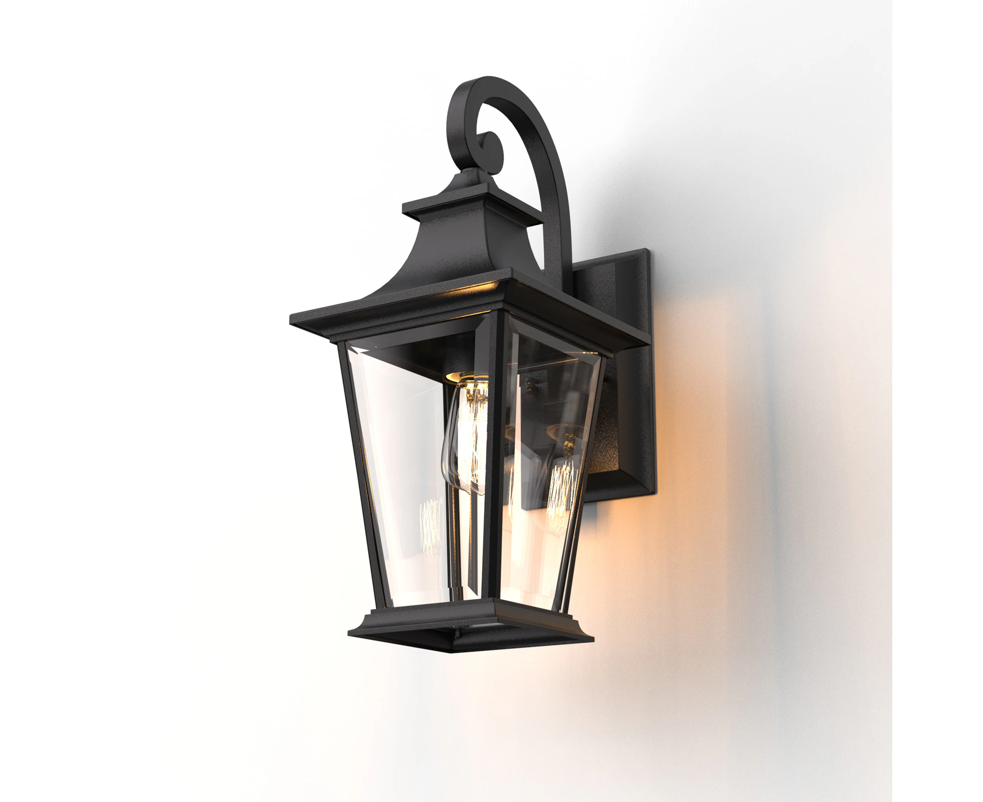 ROBINSON Medium Provincial Style Exterior Wall Light Matt Black IP44 with LED Bulb