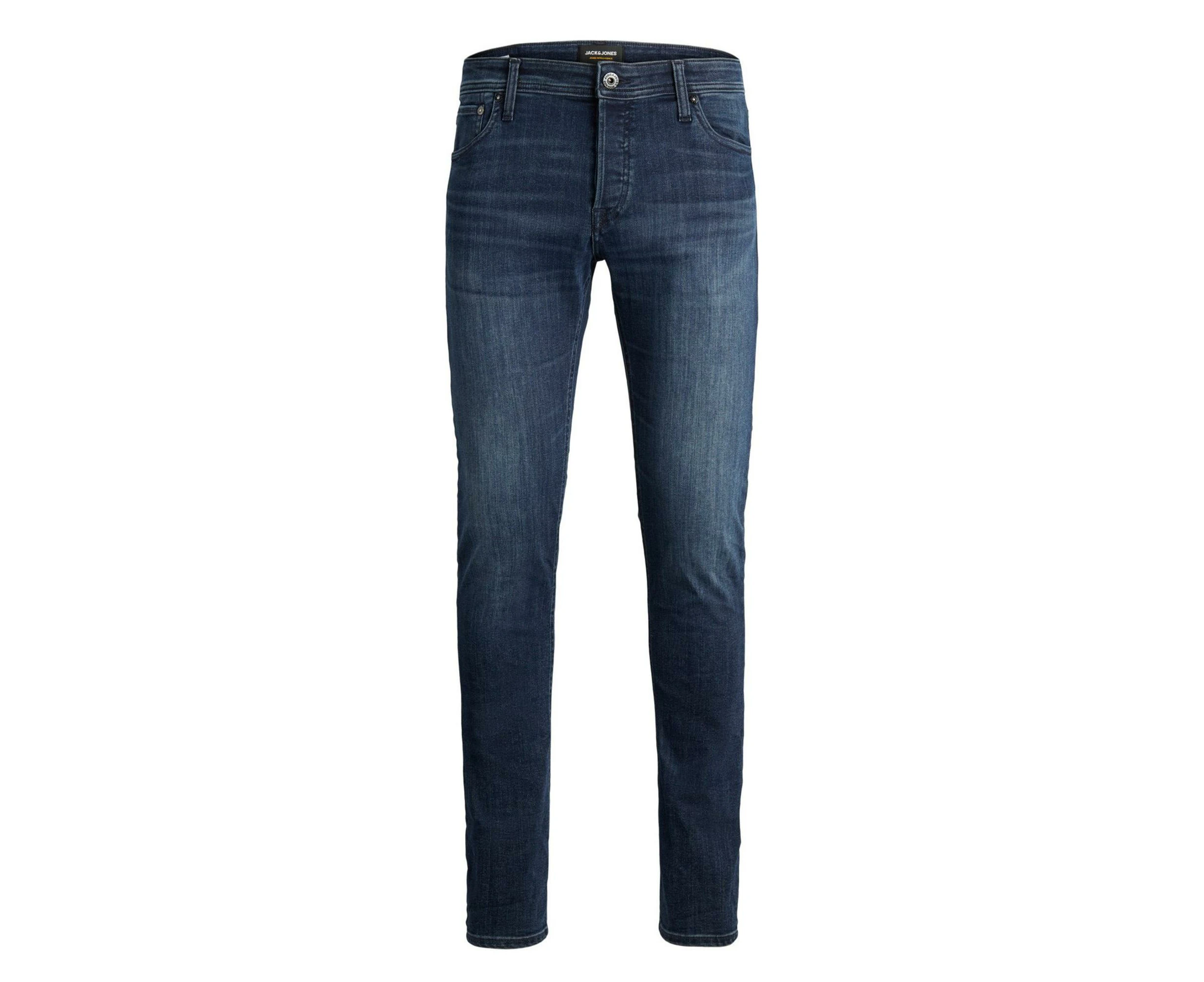 Mens Blue Plain Jeans with Zip and Button Fastening - Blue