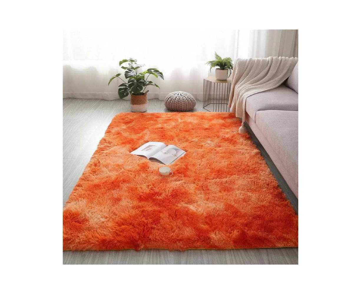 Tie Dye Rugs Soft Living Room Carpet Plush Pile Rugs Fluffy Carpets Anti Slip Bedroom Rug Shaggy Floor Mats Large for Living Room Hallway-Orange