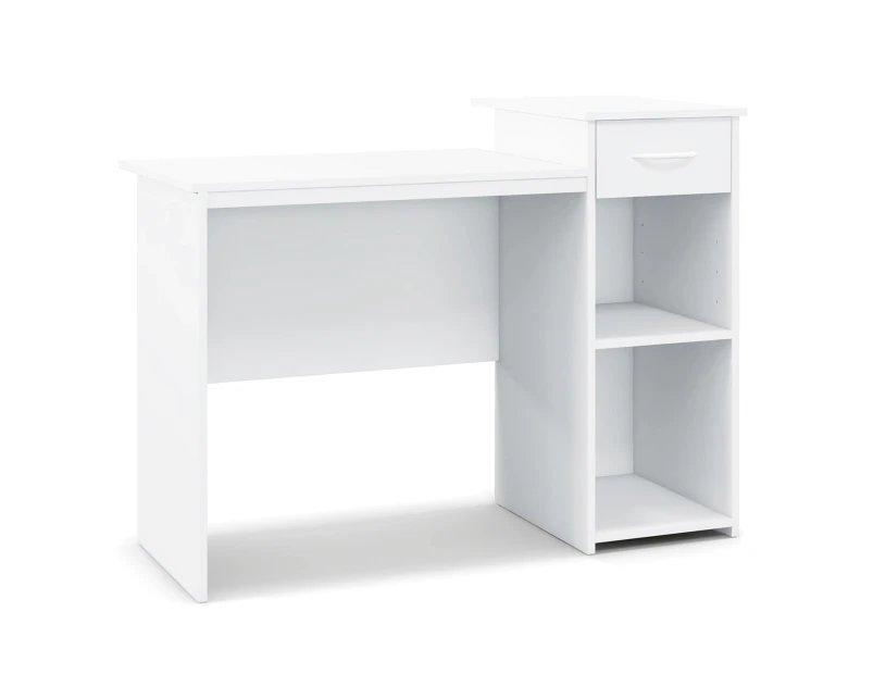 Costway Compact Computer Desk Modern Writing Workstation Laptop Table w/Drawer & CPU Stand White