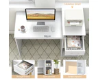 Costway Compact Computer Desk Modern Writing Workstation Laptop Table w/Drawer & CPU Stand White