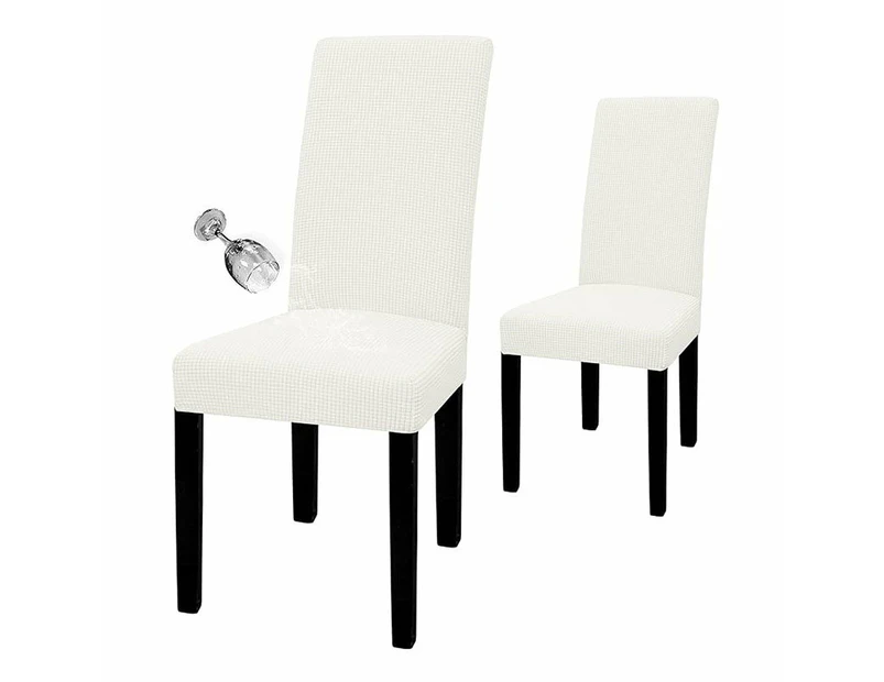 Toscano 2 Pcs Dining Chair Covers Waterproof Stretch for Home Banquet-Ivory White