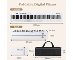 Costway 88-Key Electronic Keyboard Folding Digital Piano w/Carry Bag & Music Stand USB/Bluetooth/APP, White