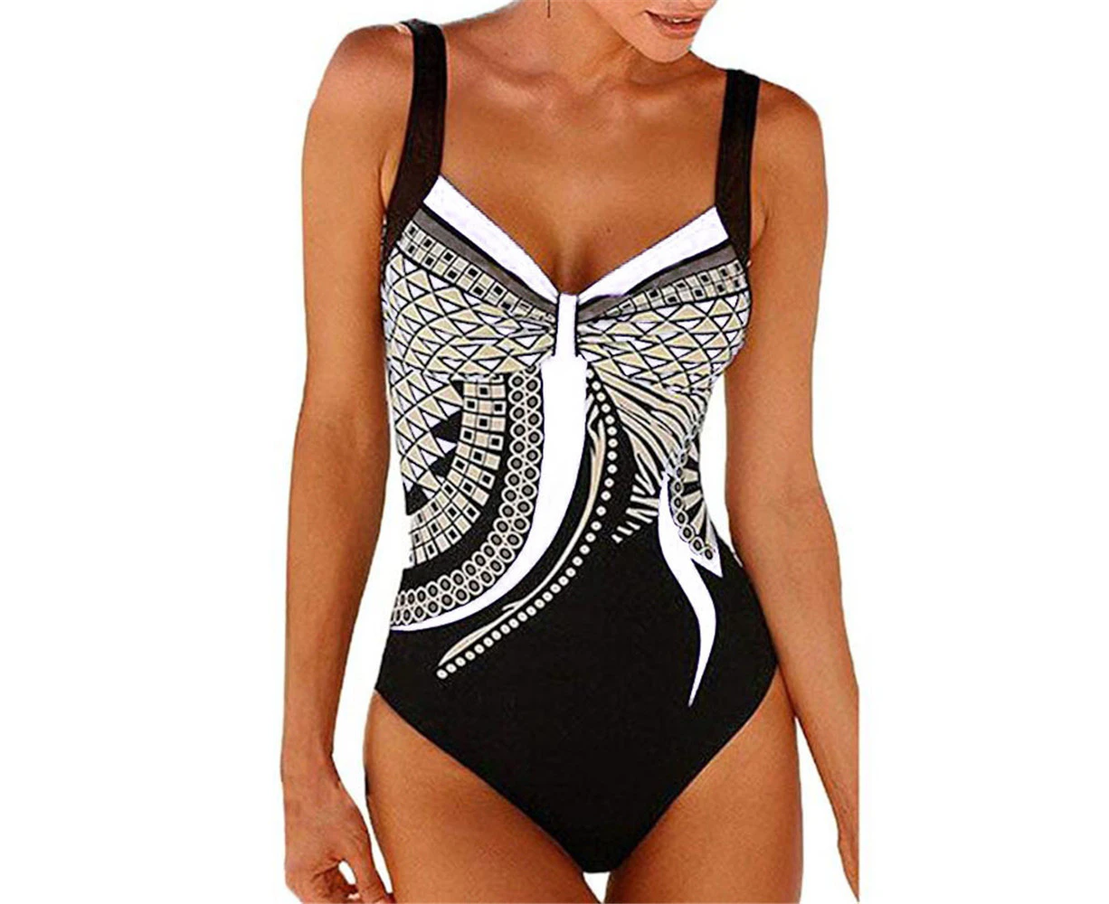 Ladies Padded Push Up Monokini Monokini One Piece Bikini Swimsuit Beachwear Bathing Suit Floral - White