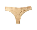 Women's Thongs Cotton Breathable Panties Stretch Bikini Underwear-apricot
