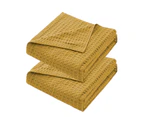 Cozy and Soft Waffle Weave 100% Cotton Blankets-Yellow